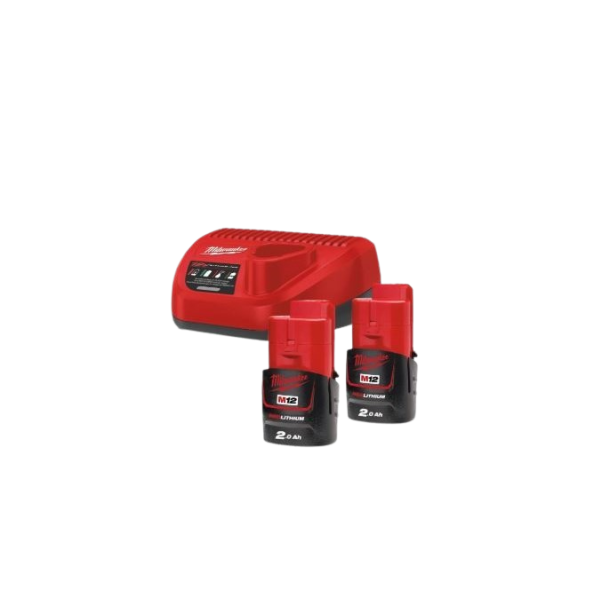 Milwaukee M12 2.0 AH batterier og lader