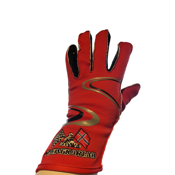 Racing Kart kjrehansker m/brodert logo, rde
