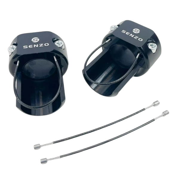 Senzo sikkerhetsklemme med wire til bakfanger, leveres i par, svart